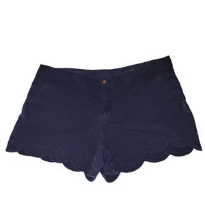 LILLY PULITER Navy Blue Scalloped Women Shorts SIZE 16